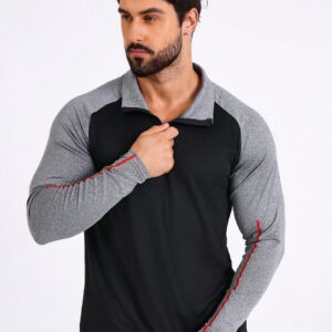 Boyfriend Style Men'S Sporty Jacket With Raglan Sleeve, Half Zip And Stand Collar Workout Tops - Image 6
