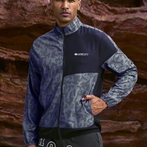 Boyfriend Style Men's Color Block Letter Printed Zipper Jacket For Sports Workout Tops - Image 3