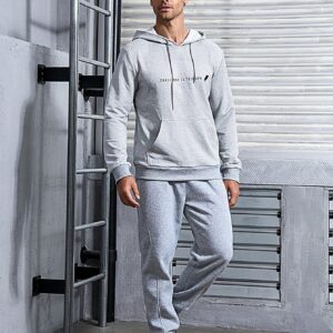 Men's Hooded Sports Sweatshirt With Text Print Design Hoodie Men Sweatshirt - Image 3