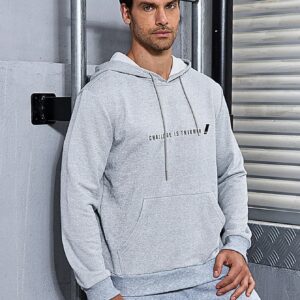 Men's Hooded Sports Sweatshirt With Text Print Design Hoodie Men Sweatshirt - Image 5