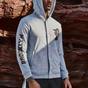 Men's Letter Printed Hooded Sports Jacket Workout Tops