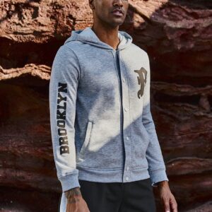 Men's Letter Printed Hooded Sports Jacket Workout Tops - Image 4