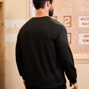 Men'S Letter Printed Raglan Sleeve Sports Sweatshirt Men Sweatshirt - Image 3