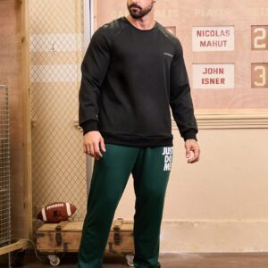 Men'S Letter Printed Raglan Sleeve Sports Sweatshirt Men Sweatshirt - Image 5