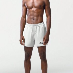 Boyfriend Style Men's Drawstring Waist Sports Shorts With Slanted Pocket, White Shorts Jogger Shorts