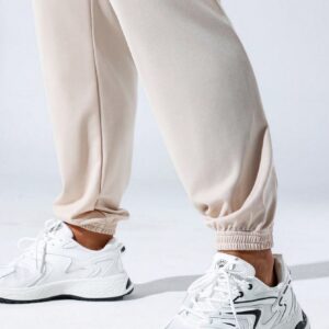 Men's Elastic Waist Jogging Pants With Slanted Pockets, Jogging Plus Size Jogging Pants, Sport Straight Leg Jogging Pants, White Men's Pants - Image 7