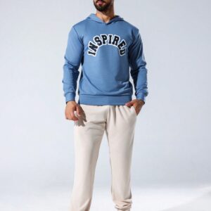 Men's Letter Print Hooded Sports Sweatshirt Hoodie Men Sweatshirt - Image 5