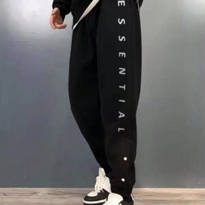 Men'S Letter Printed Drawstring Sports Pants - Image 3