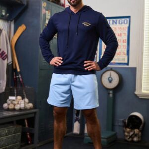 Boyfriend Style Men's Letter Printed Drawstring Hoodie And Shorts Sports Suit, Athletic Suit, Tracksuit Workout Set - Image 4