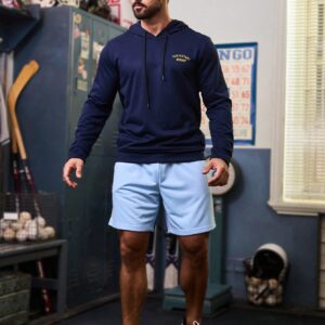 Boyfriend Style Men's Letter Printed Drawstring Hoodie And Shorts Sports Suit, Athletic Suit, Tracksuit Workout Set - Image 7