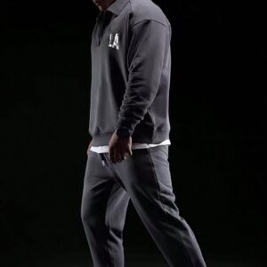 Boyfriend Style Men's Half Zip Sport Polo Sweatshirt With Letter Print Workout Tops Golf Shirt - Image 3