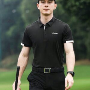 Men's Letter Print Short Sleeve Sport Polo Shirt Workout Tops Golf Shirt
