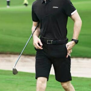 Men's Letter Print Short Sleeve Sport Polo Shirt Workout Tops Golf Shirt - Image 4
