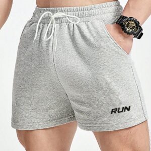 2pcs Men'S Letter Print Sport Shorts With Slant Pocket - Image 3
