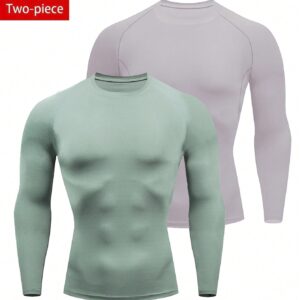 Boyfriend Style Men's Solid Color Raglan Sleeve Sports T-Shirt Long Sleeve Shirt 2-Piece Set