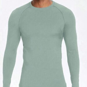 Boyfriend Style Men's Solid Color Raglan Sleeve Sports T-Shirt Long Sleeve Shirt 2-Piece Set - Image 3