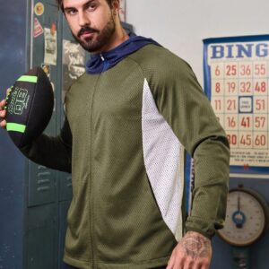 Boyfriend Style Men's Color Blocking Mesh Hooded Sports Jacket Workout Tops - Image 7