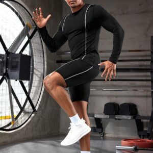 Men's Long Sleeve T-Shirt & Shorts Sports Set, Athletic Suit, Tracksuit Workout Set - Image 5