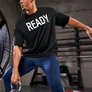 Boyfriend Style Men's Letter Print Sports T-Shirt Workout Tops - Image 3