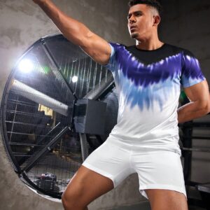 Boyfriend Style Men's Tie-Dye Short Sleeve Sport T-Shirt Workout Tops