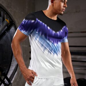 Boyfriend Style Men's Tie-Dye Short Sleeve Sport T-Shirt Workout Tops - Image 3