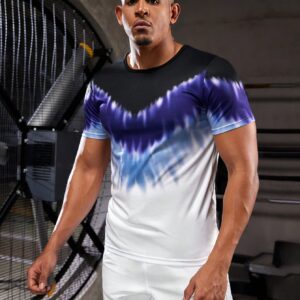 Boyfriend Style Men's Tie-Dye Short Sleeve Sport T-Shirt Workout Tops - Image 5