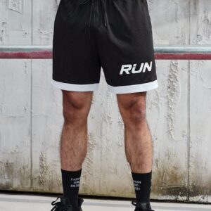 Men's Drawstring Waist Sports Shorts In Color-Block & Letter Pattern Jogger Shorts - Image 3