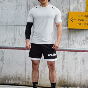 Men's Drawstring Waist Sports Shorts In Color-Block & Letter Pattern Jogger Shorts - Image 5