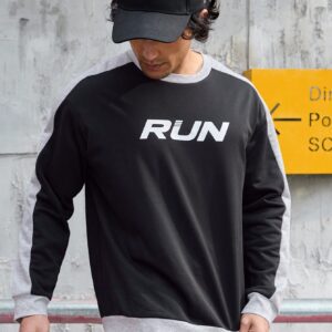 Boyfriend Style Men's Contrast Side Seam Letter Print Sports Sweatshirt Boyfriend Style Men Sweatshirt
