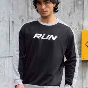 Boyfriend Style Men's Contrast Side Seam Letter Print Sports Sweatshirt Boyfriend Style Men Sweatshirt - Image 3
