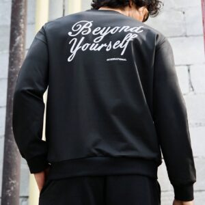 Men's Slogan Pattern Drop Shoulder Sports Sweatshirt Men Sweatshirt