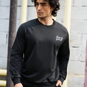Men's Slogan Pattern Drop Shoulder Sports Sweatshirt Men Sweatshirt - Image 5