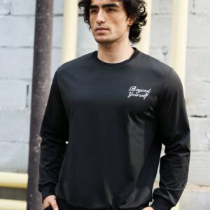 Men's Slogan Pattern Drop Shoulder Sports Sweatshirt Men Sweatshirt - Image 6