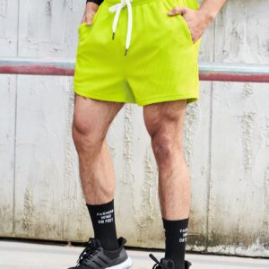 Boyfriend Style Men's Solid Color Drawstring Waist Sports Shorts Short Streetwearmen Gym Shortsmen Summer Shortsgym Shorts For Mengreen Shorts