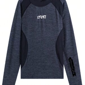 Men's Letter Graphic Color Blocking Raglan Sleeve Sports Sweatshirt Men Sweatshirt - Image 3