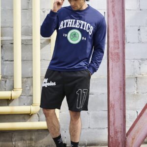 Boyfriend Style Men's Sports Long Sleeve Shirt With Letter Printing Workout Tops - Image 4
