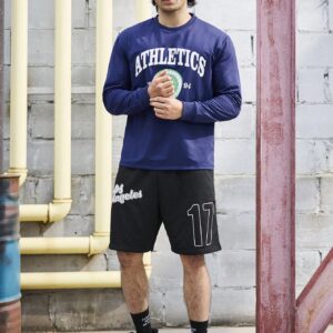Boyfriend Style Men's Sports Long Sleeve Shirt With Letter Printing Workout Tops - Image 3