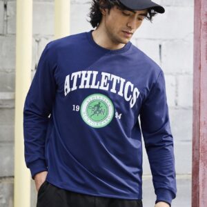 Boyfriend Style Men's Sports Long Sleeve Shirt With Letter Printing Workout Tops