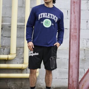 Boyfriend Style Men's Sports Long Sleeve Shirt With Letter Printing Workout Tops - Image 5