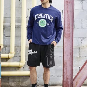 Boyfriend Style Men's Sports Long Sleeve Shirt With Letter Printing Workout Tops - Image 7