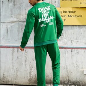 Boyfriend Style Men's Slogan Printed Sweatshirt And Sweatpants Sports Suit, Athletic Suit, Tracksuit Workout Set