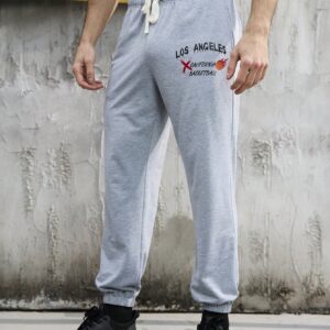 Boyfriend Style Men's Letter Pattern Drawstring Waist Sport Jogger Pants With Ribbed Cuffs