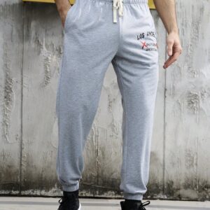 Boyfriend Style Men's Letter Pattern Drawstring Waist Sport Jogger Pants With Ribbed Cuffs - Image 3
