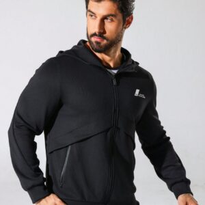 Men's Letter Printed Hooded Sports Jacket Workout Tops - Image 8