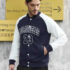 Men's Digital Printed Color Block Sport Jacket Workout Tops - Image 7