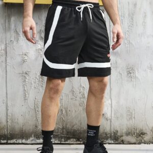 Boyfriend Style Men's Colorblock Letter Print Drawstring Waist Sports Shorts Jogger Shorts - Image 5