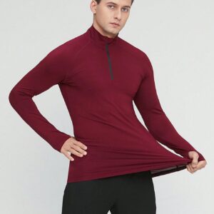 Men's Half Zipper Tight-Fit Sports Sweatshirt Men Sweatshirt 3-Piece Set - Image 4