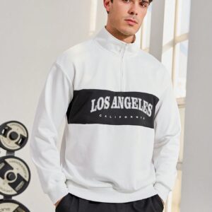 Men's Letter Printed Long Sleeve Zipper Sports Sweatshirt Men Sweatshirt Los Angeles Sweatshirtmen's Sweatshirtssportswear Menmen's Sweat Shirtsromwe Men Hoodie
