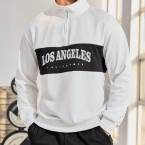 Men's Letter Printed Long Sleeve Zipper Sports Sweatshirt Men Sweatshirt Los Angeles Sweatshirtmen's Sweatshirtssportswear Menmen's Sweat Shirtsromwe Men Hoodie - Image 4