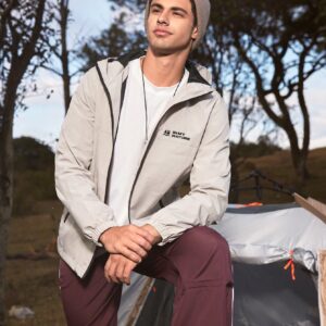 Men's Letter Print Hooded Camping Sports Jacket - Image 4